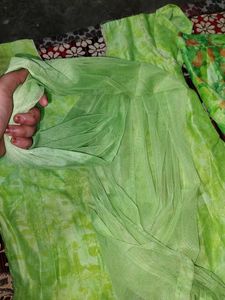 Lime Green Long Kameez With Lahnga