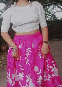 Cold Shoulder Crop Top &amp; Lehenga Skirt Set💗