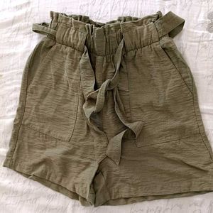 Olive Green Ruffle Shorts