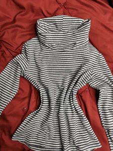 Striped Funnel Neck Top