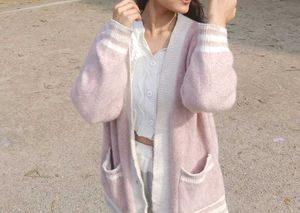 Chic Pastel Pink Oversized Cardigan