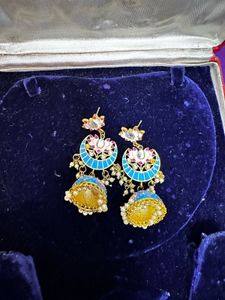 Blue Kundan Jhumka