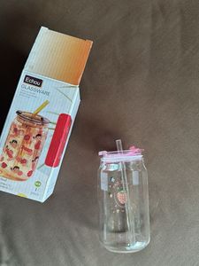 Glass Tumbler with Straw