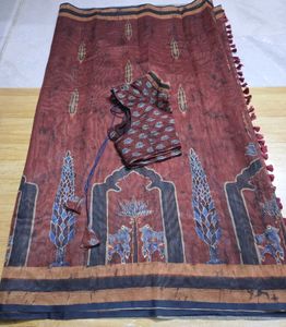 Office Wear Ajrakh Pichwai Printed Saree