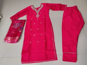 pink Embroidered Kurta Set