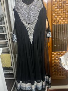 Black Partywear Anarkali Suit With Heavy Neck Work