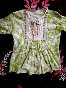 Embroidered Green Top