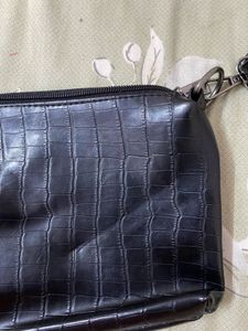 Chic Black Croc Pouch