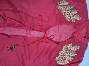 Elegant Red Embroidered Shrug