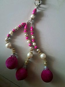 Elegant Pink and Pearl Beaded Latkan for Ethnic We