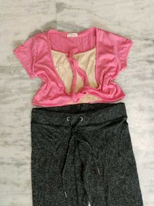 combo of jeggi+crop top+  jacket