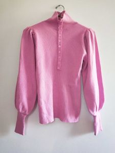 Pure Wool High neck Sweater Bishop Sleeves