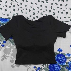 Black Ribbed Padded Top