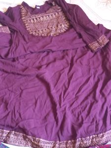 Brown with gold print Anarkali kurti