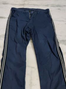 Blue Pants with Side Stripes