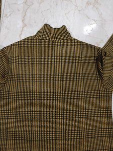 Checked Brown Polo Neck Top