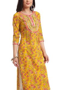 Yellow Floral Print Kurti