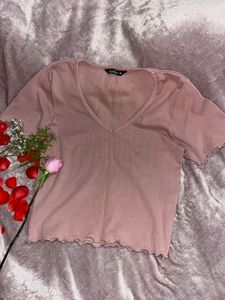 Cute Pink Ruffle Crop Top