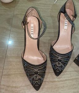 Elle Embellished Black Heels