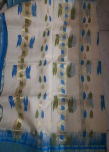 Exclusive Blue,  Off-white Tant Benarasi Saree