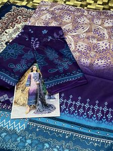 Printed Fabric - Purple, Blue, &amp; Tan