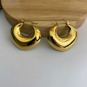 Huge Gold Heart Hoop Earrings