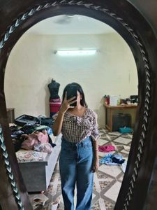 Cute Brown Gingham Top