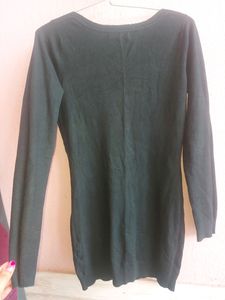 Black Long Full Sleeves Woolen Top With Super Soft Stole