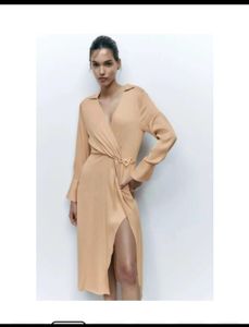 Urbanic New Beige Tie Up Dress