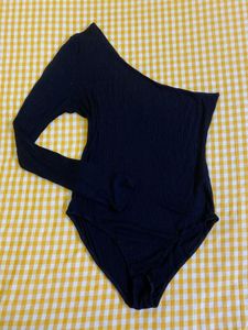 Black One-Shoulder Bodysuit Fits S-M