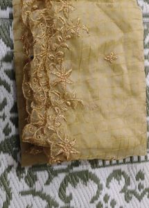 Gold Floral Embellished Fabric