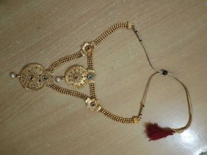 Gold-Tone Indian Necklace with Gemstones