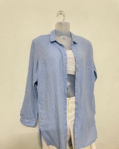 PRIMARK Pintresty Oversized Shirt Blue For Women