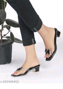 Chic Black Bow Detail Slides