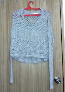 Sparkly Silver Knit Top