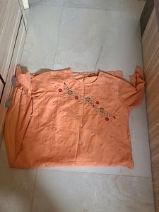 ZARDOSI HANDWORK AND MIRROR WORK KURTI IN PEACH