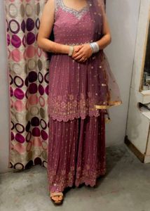 Elegant Mauve Skirt Suit