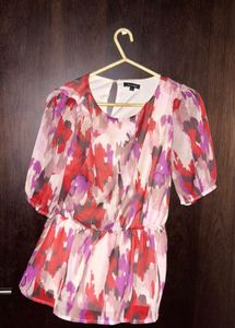 Floral Print Blouse with Puff Sleeves