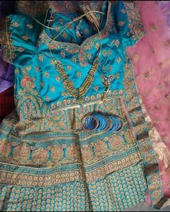 Blue Handwork Wedding Lahenga
