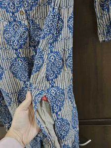 Blue Patterned Kurti with balloons pants