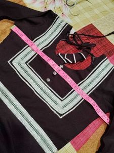 Brown &amp; White Trim Dress with Matching Pants