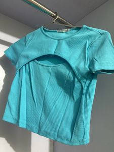 Blue Cut-Out Top