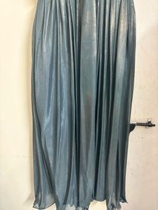 Elegant Silver Maxi Dress- Handmade