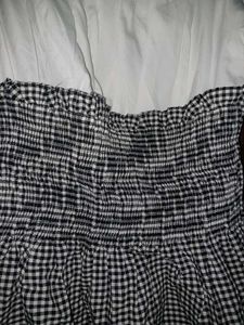 Off-Shoulder Checkered Top