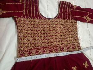 Premium Maroon Golden Embroidered Gown