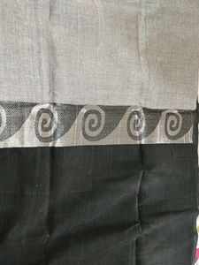 Cotton Black &amp; Grey Saree