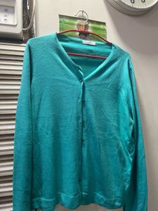 Teal Button-Down Cardigan