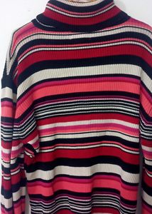 Ribbed High Neck Sweater