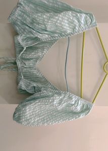 White And Blue Backless Crop Top