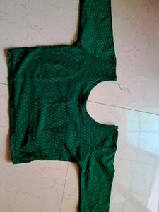 Green Readymade Saree Blouse with Earing